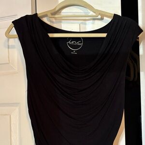 INC International Concepts Women's Elegant Black Cowl Neck Midi Dress